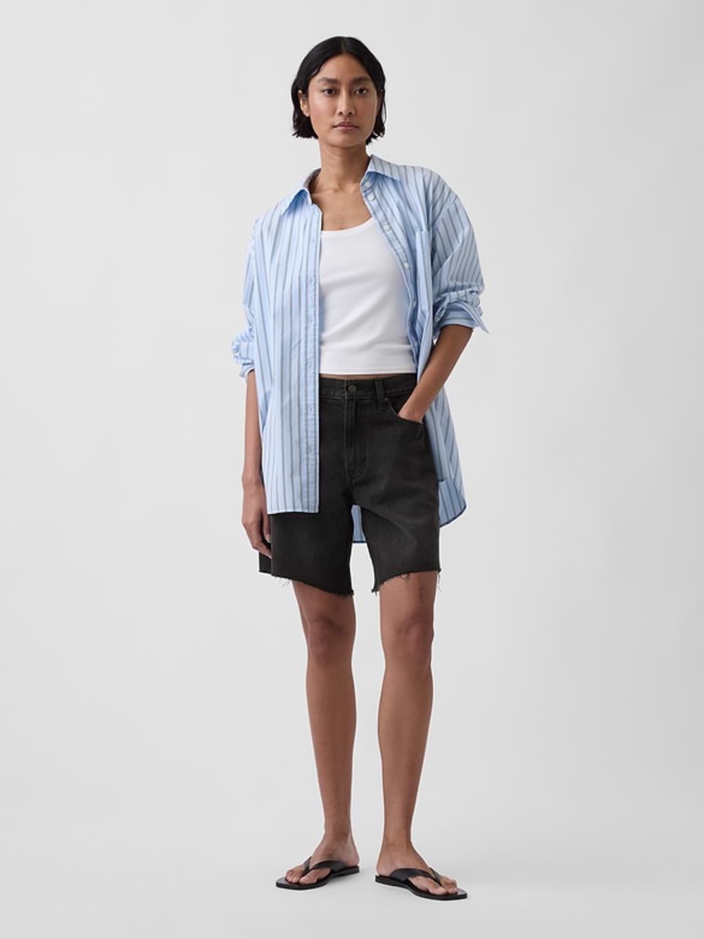 NWT 8" 90’s Mid Rise Loose black Denim Bermuda Shorts size 28 regular - Picture 10 of 11
